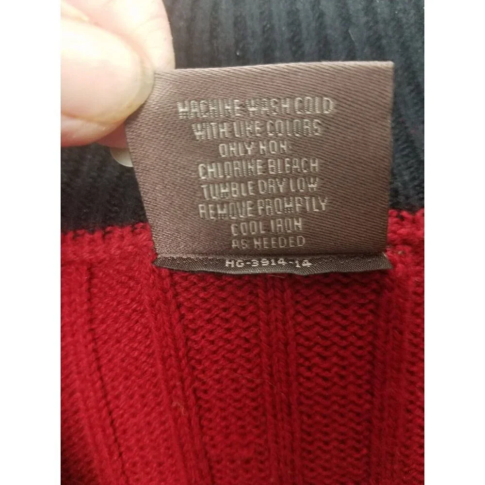 Great Northwest red cable knit sweater men's XL cotton blend 1/4 zip long sleeve